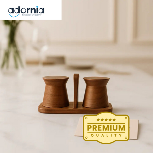 Luxury Wooden Salt & Pepper Shaker Set with Tray