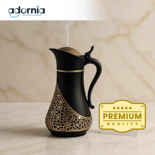 Luxury Arabic-Inspired Incense Burner Jug – Black & Gold Mosaic Design