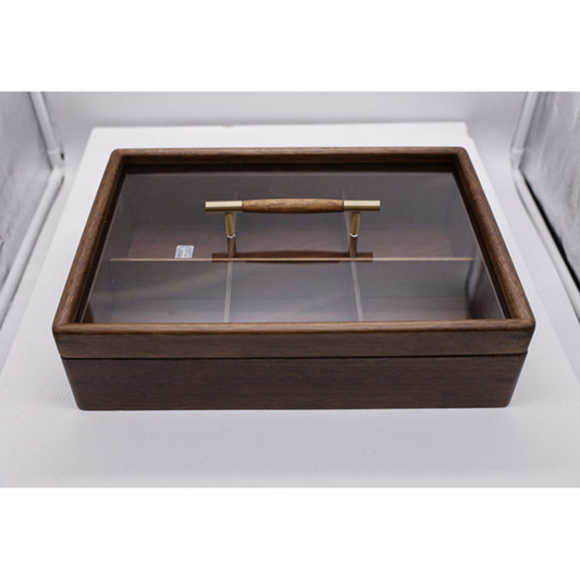 Dry Fruit Box with Glass Lid And Handle Wooden