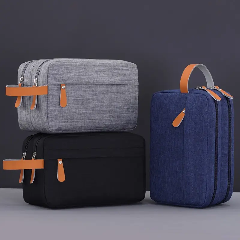 Convenient Toiletry Bag Solid Color Bag Dual Pocket