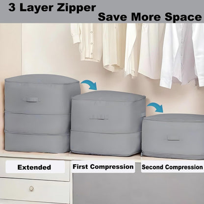 Ultra Space Saving Self Compression Storage Bags with Durable Handle – Large Capacity Organizers for Clothes & Bedding