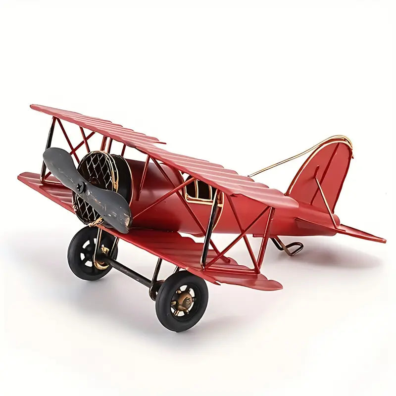 Retro Iron Airplane Model – Classic Propeller Style Decorative Craft | Red-Yellow & Blue-White Designs | Durable Home & Office Décor Gift