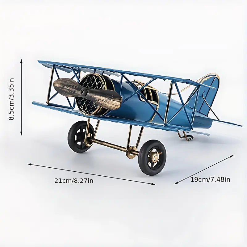 Retro Iron Airplane Model – Classic Propeller Style Decorative Craft | Red-Yellow & Blue-White Designs | Durable Home & Office Décor Gift