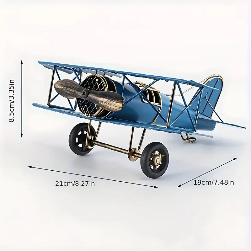 Retro Iron Airplane Model – Classic Propeller Style Decorative Craft | Red-Yellow & Blue-White Designs | Durable Home & Office Décor Gift