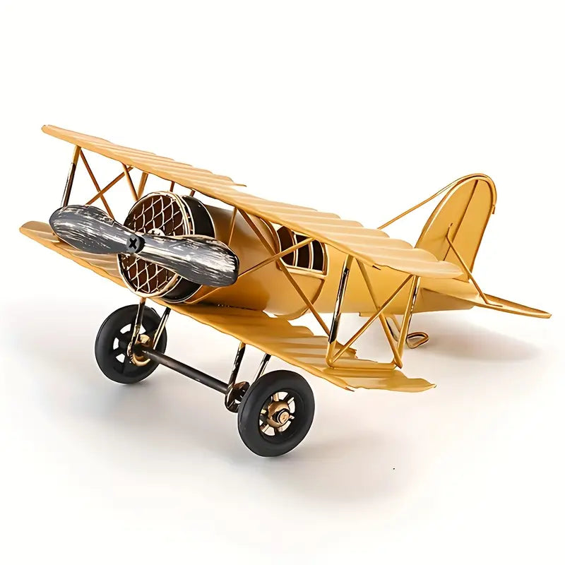 Retro Iron Airplane Model – Classic Propeller Style Decorative Craft | Red-Yellow & Blue-White Designs | Durable Home & Office Décor Gift
