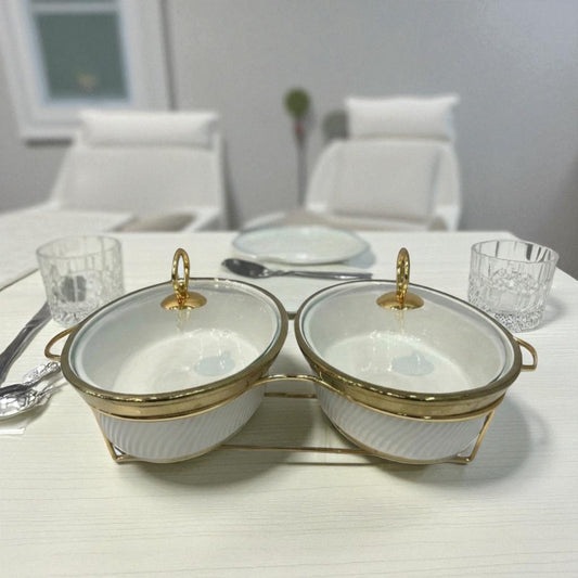 White Oval Twin Chafing Dishes (12