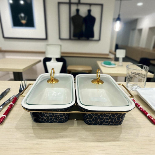 Elegant Twin Rectangular Chafing Dishes (12