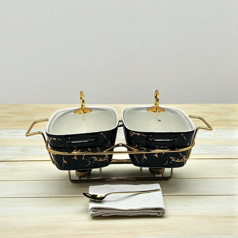 Elegant Twin Rectangular Chafing Dishes (11.5