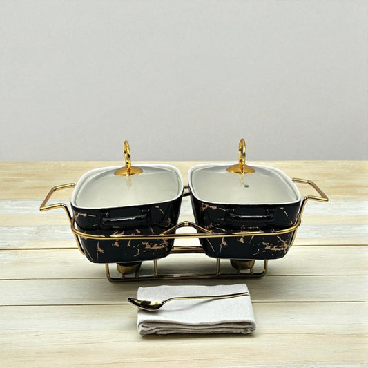 Elegant Twin Rectangular Chafing Dishes (11.5