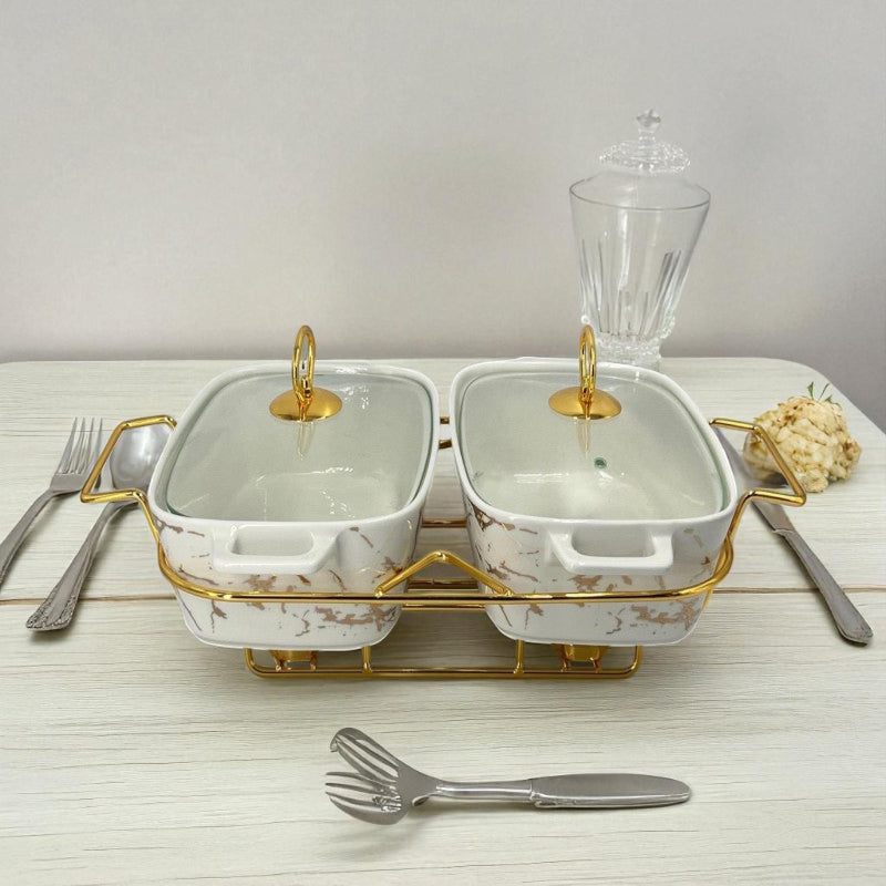 Elegant Twin Rectangular Chafing Dishes (11.5