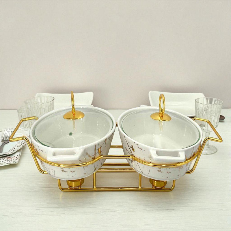 Elegant Twin Oval Chafing Dishes (11