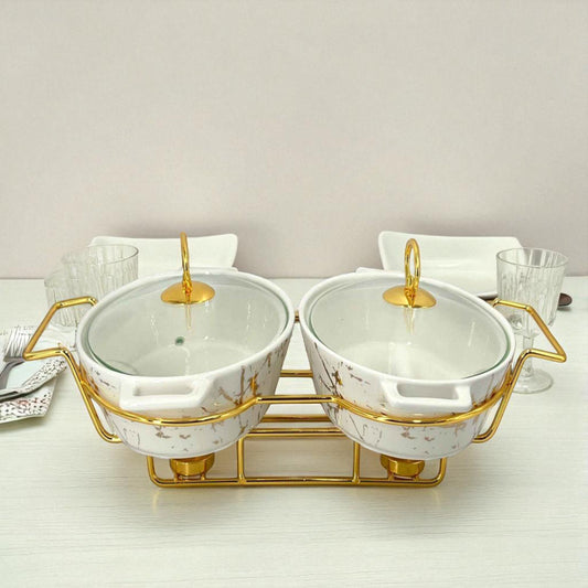 Elegant Twin Oval Chafing Dishes (11