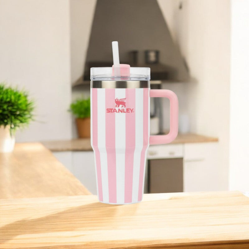 Stanley Summer Quencher H2.0 FlowState Tumbler 14oz – Pink Stripes | Adornia.pk