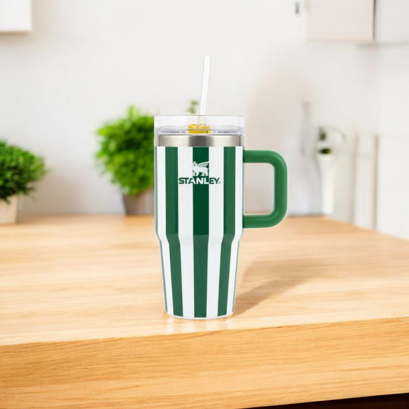 Stanley Summer Quencher H2.0 FlowState Tumbler (14oz) – Green Stripes Insulated Cup | Adornia.pk