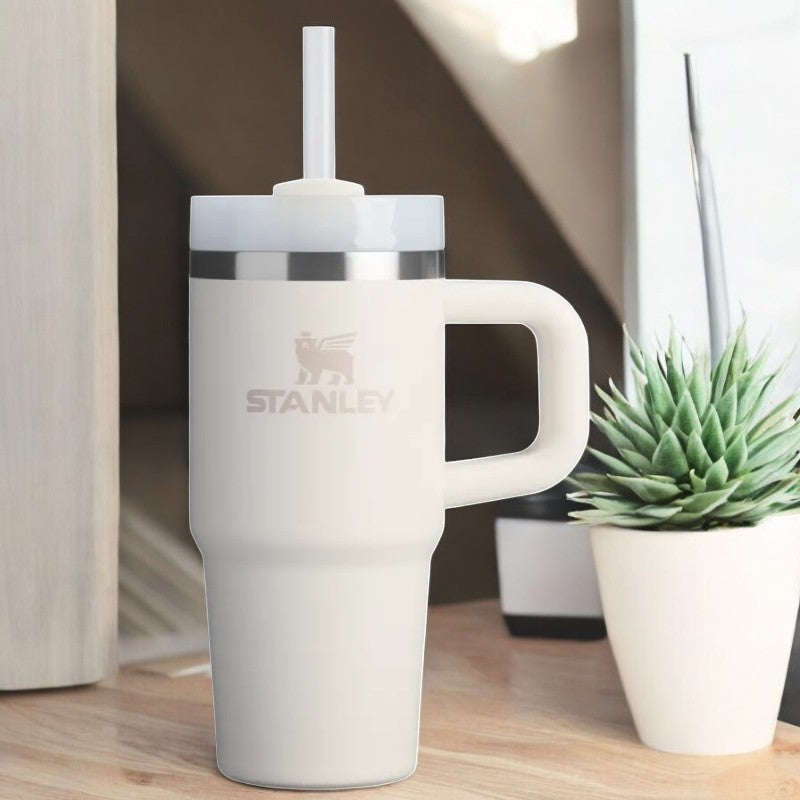 Classic Cream Stanley Quencher H2.0 FlowState Tumbler 14oz – Stylish Insulated Cup | Adornia.pk