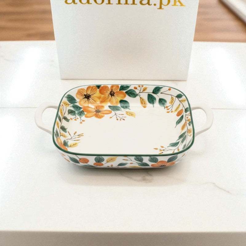 The Brilliant 9-Inch Round Baker with Handle – Premium Porcelain Baking & Serving Dish | Adornia.pk