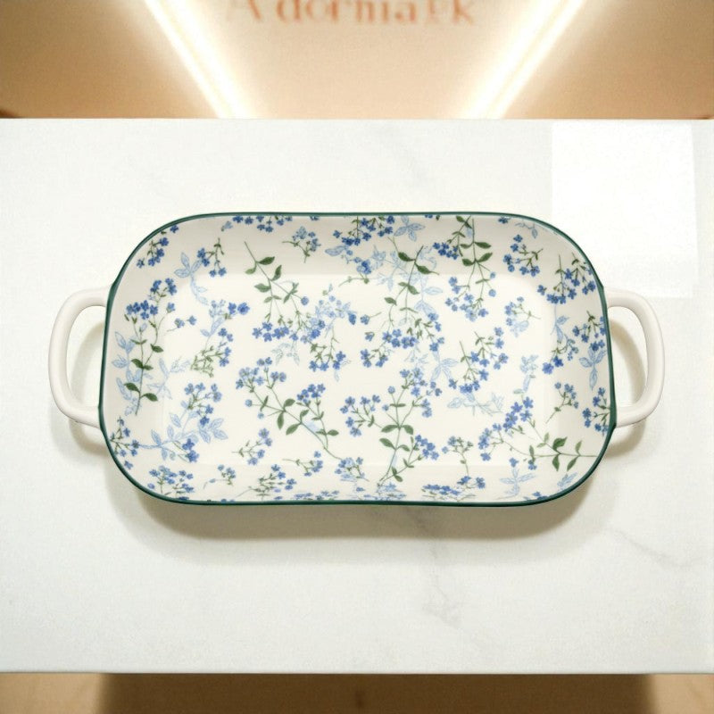 Brilliant 14-Inch Oval Plate with Handle – Elegant Porcelain Serving Platter for Dining & Entertaining | Adornia.pk