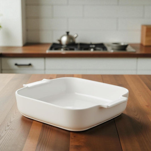 Rectangular Roaster Dish (29cm) – Elegant White Porcelain Bakeware for Oven & Table | Adornia.pk