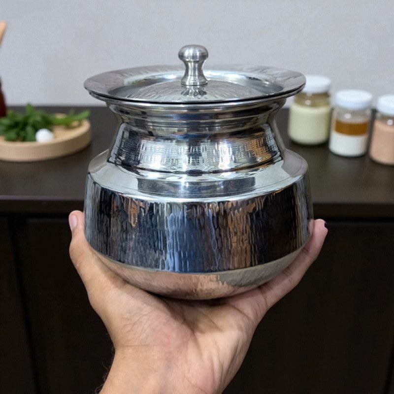 Cute Mini Steel Degh (Daig) – 500g Decorative Pot | Adornia.pk