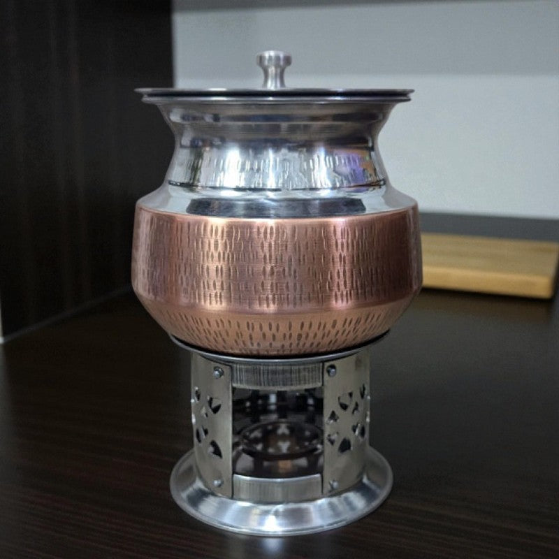 Cute Mini Steel Degh with Copper Base & Stand – 500g Decorative Daig | Adornia.pk