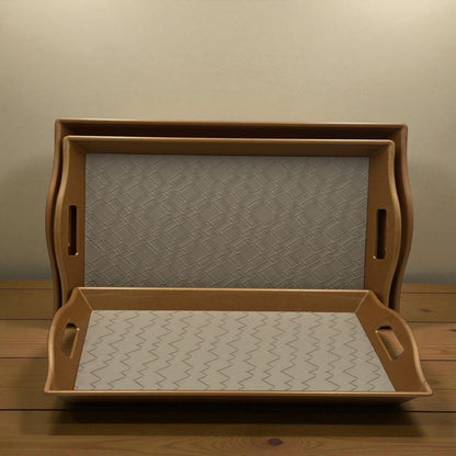 Heritage Brown Leather Tray Ensemble with Espresso Trim – 3 Piece Organizer Collection