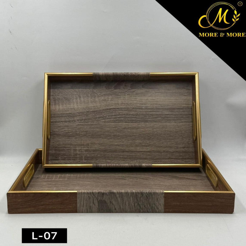 Premium Black & Brown Lined Acrylic Tray Set with Gold Trim – 2 Pieces