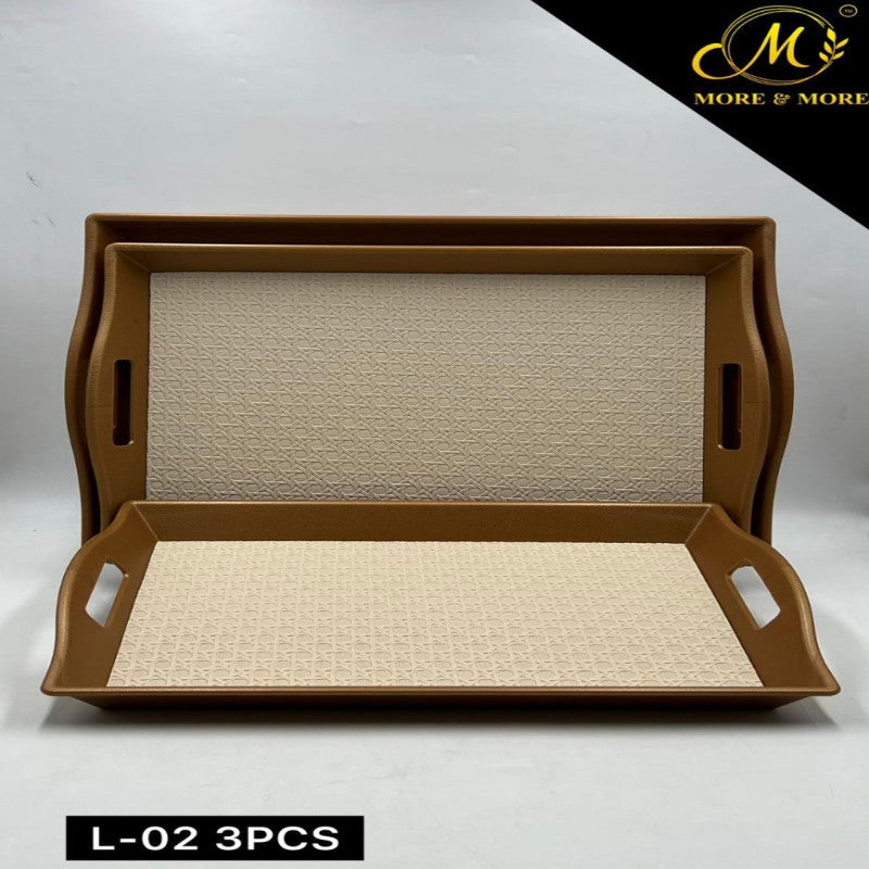 Ivory Luxe Leather Tray Trio with brown Accent – 3 Piece Premium Organizer Set