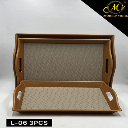 Heritage Brown Leather Tray Ensemble with Espresso Trim – 3 Piece Organizer Collection