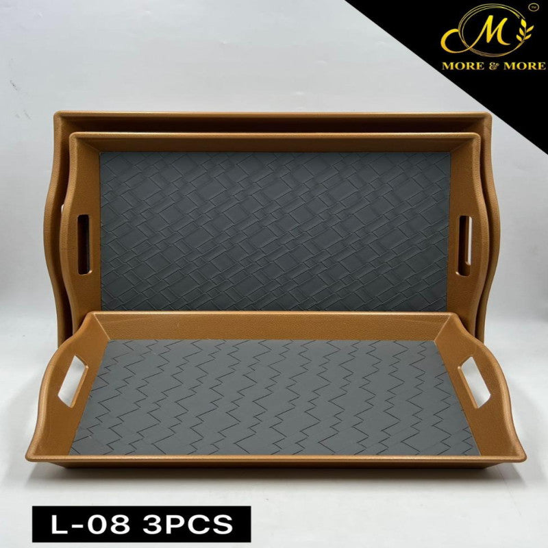 Classic Aura Leather Tray Collection with Cocoa Edge Detailing – 3 Piece Organizer Set