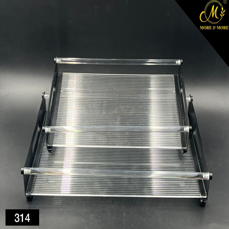 Luxe Shine Acrylic Tray Pair with Radiant Gold Edging – 2 Piece Glass-Effect Set