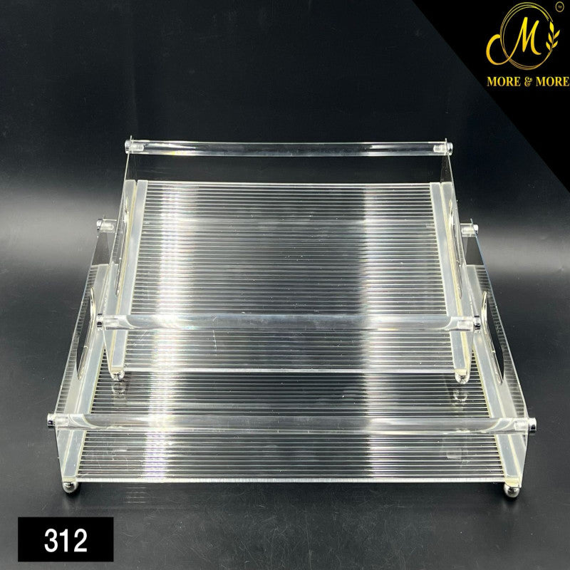 Aurora Glow Acrylic Tray Set with Gilded Edge Finish – 2 Piece Glass-Style Collection