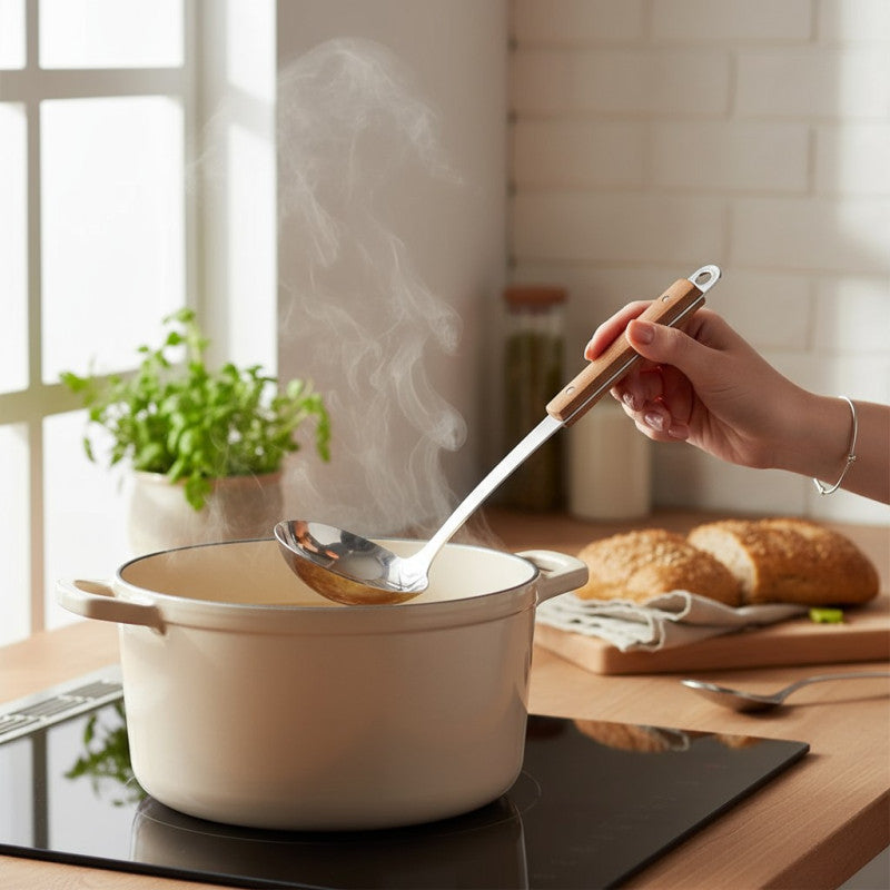 Stainless steel Woden Handel grabe spoon]