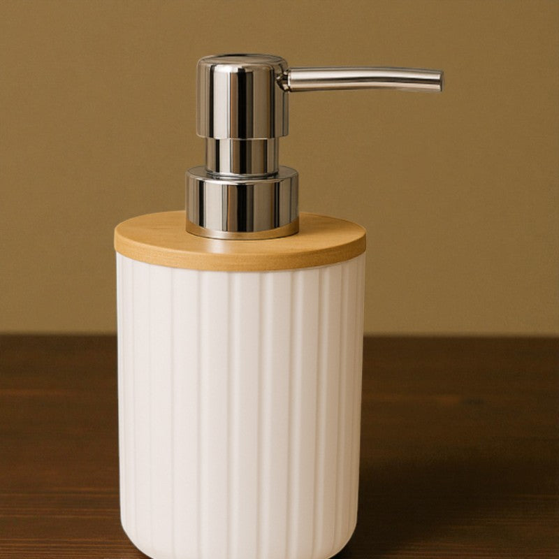 Liquid Soap Dispenser with Wooden Lid – Refillable Pump Bottle | Adornia.pk