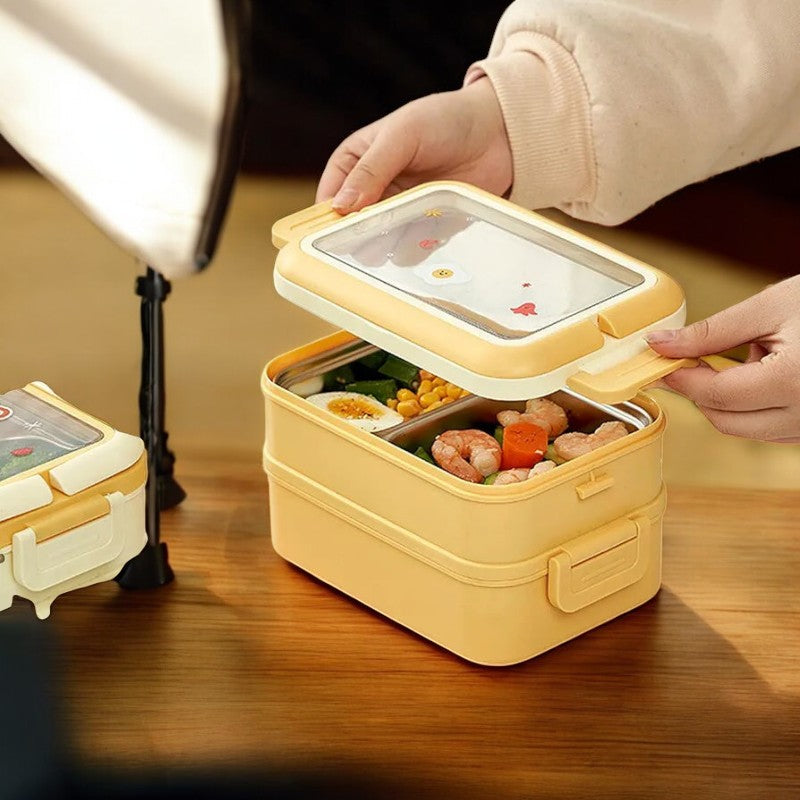 Insulated Stainless Steel 2 Layer Lunch Box – Portable Food Container | Adornia.pk