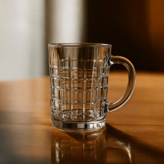 Classic Heavy-Base Crystal Glass Mug – Premium Transparent Tea & Coffee Cup | Adornia.pk