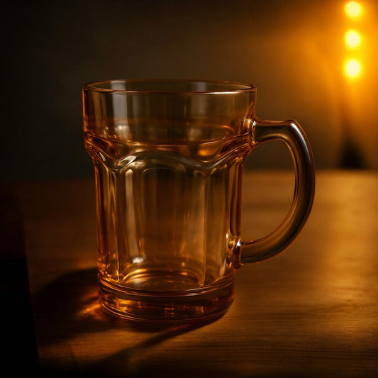 Premium Amber Crystal Glass Mug – Heat-Resistant Thick Wall Beverage Cup | Adornia.pk