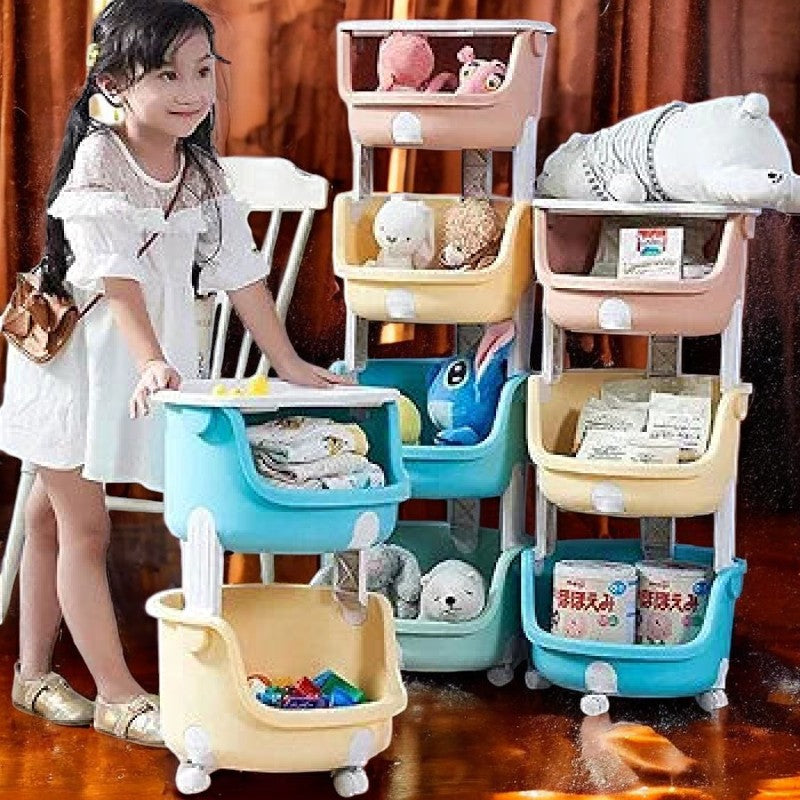 2 Tier Kids Toy Storage Trolley – Mobile Organizer for Toys & Essentials | Adornia.pk