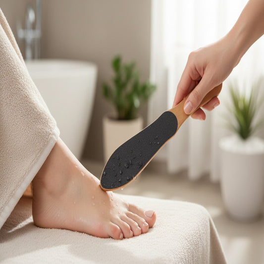 Wooden Foot File & Heel Scraper – Dual-Sided Pedicure Tool for Smooth Feet | Adornia.pk