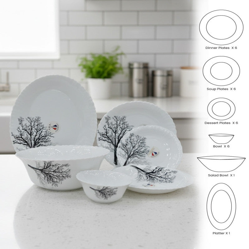 Blossom Breeze 26-Piece Opalware Dinner Set – Elegant Floral Tableware for Modern Dining | Adornia.pk