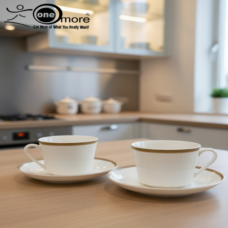 12-Piece Timeless Cup & Saucer Set – 6 Cups and 6 Saucers | Adornia.pk