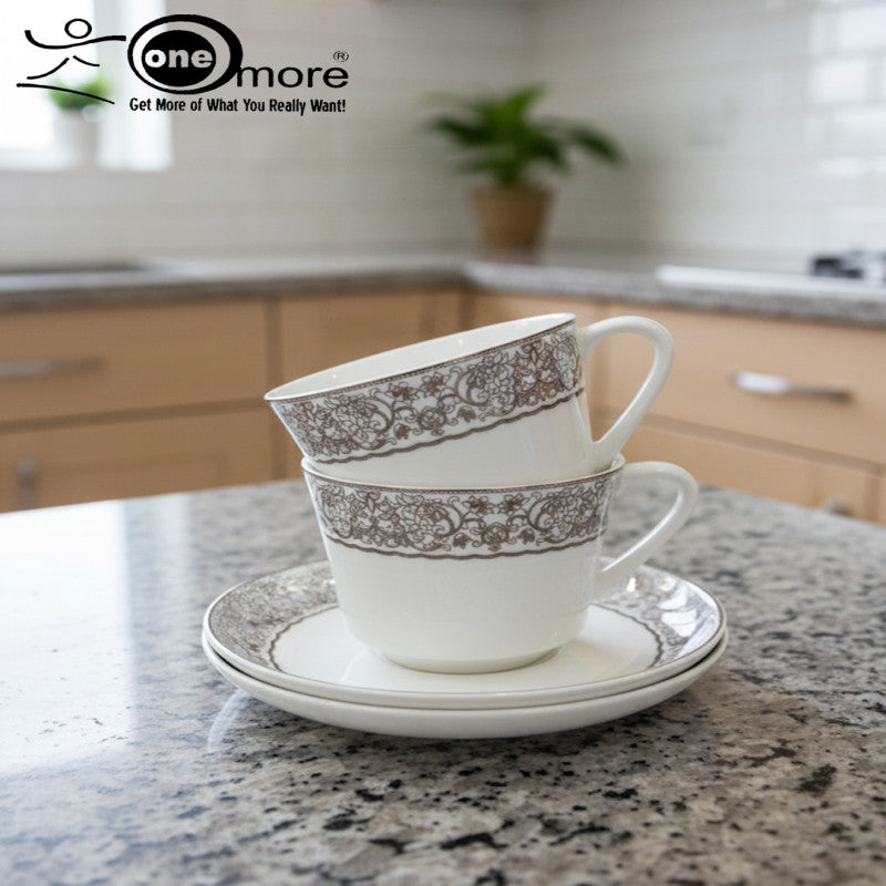 12-Piece Timeless Cup & Saucer Set – 6 Cups & 6 Saucers | Adornia.pk