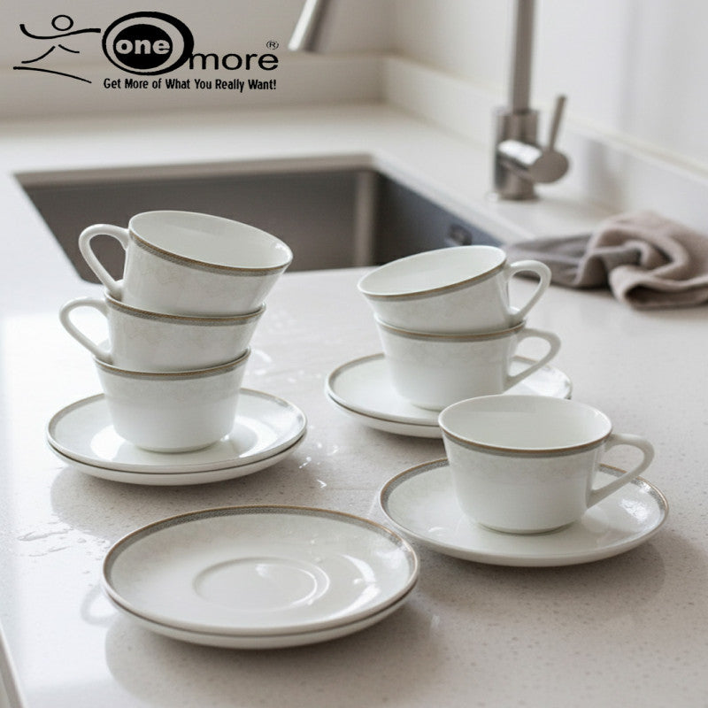 Timeless Elegance 12-Piece Tea & Coffee Cup & Saucer Set – 6 Cups & 6 Matching Saucers | Adornia.pk