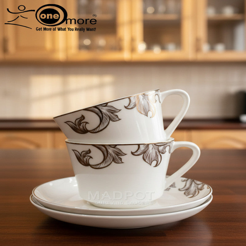 Timeless Elegance 12-Piece Tea & Coffee Cup & Saucer Set – 6 Cups & 6 Matching Saucers | Adornia.pk