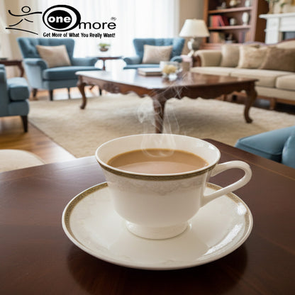 Timeless Luxury 12-Piece Lace-Patterned Tea & Coffee Cup & Saucer Set – 6 Cups & 6 Matching Saucers | Adornia.pk