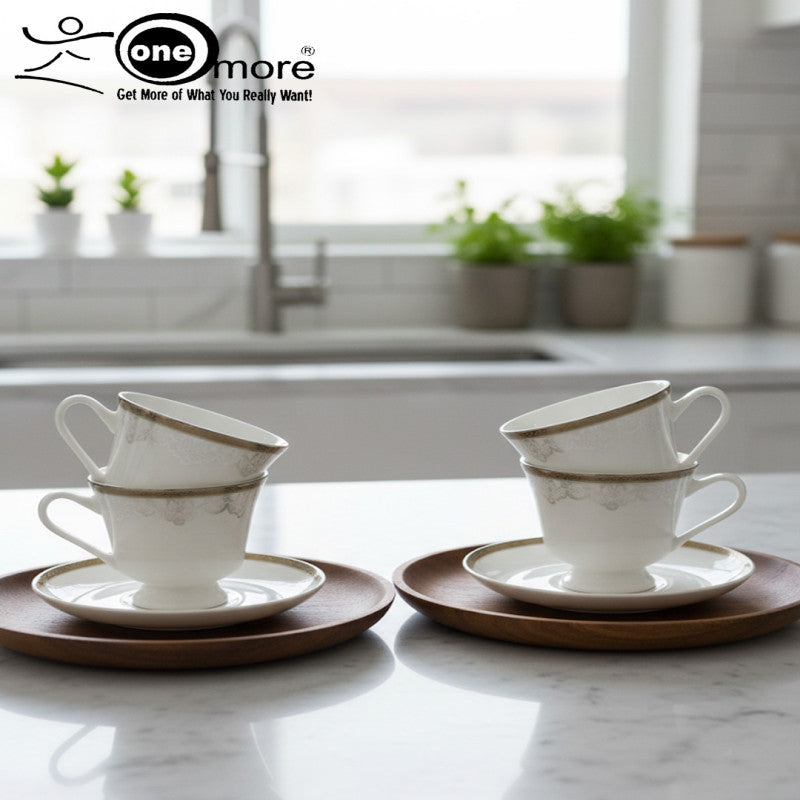 Timeless Luxury 12-Piece Lace-Patterned Tea & Coffee Cup & Saucer Set – 6 Cups & 6 Matching Saucers | Adornia.pk