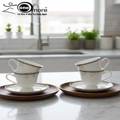 Timeless Luxury 12-Piece Lace-Patterned Tea & Coffee Cup & Saucer Set – 6 Cups & 6 Matching Saucers | Adornia.pk