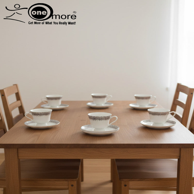 12-Piece Classic Opulent Lace-Embellished Tea Cup & Saucer Collection