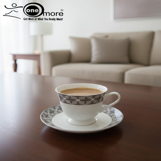 12-Piece Elegant Vintage Lace-Detail Tea Cup and Saucer Set