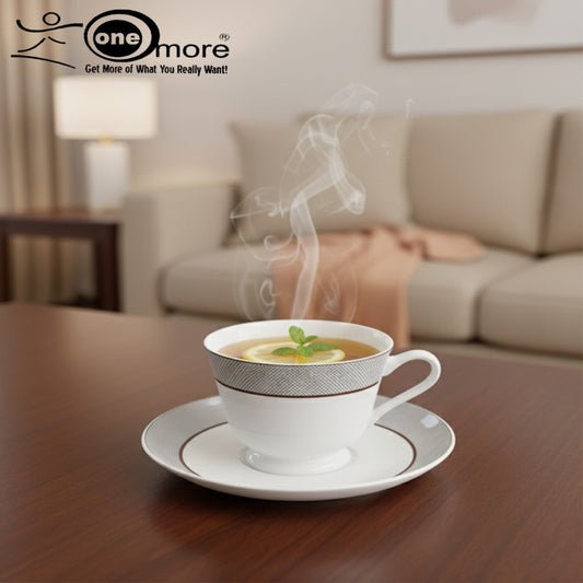 12-Piece Refined Lace-Trimmed Tea Cup & Saucer Set