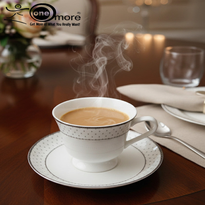 12-Piece Elegant Lace-Designed Tea Cup & Saucer Set